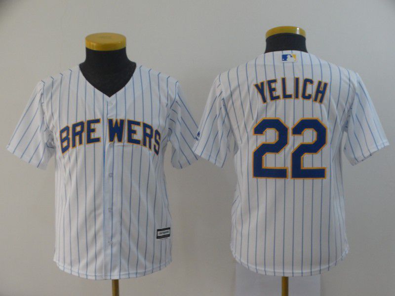 Youth Milwaukee Brewers #22 Yelich White MLB Jersey